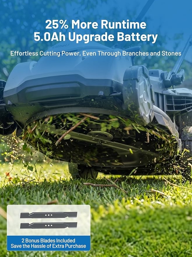 Electric Lawn Mower, Self-propelled Lawn Mower Cordless 40V(2 * 20V) 18.5" Brushless Mower with Electric Cutting Height Adjustment, Higher Rotation Speed, 4 x 4.0Ah Battery and Rapid Charge Included