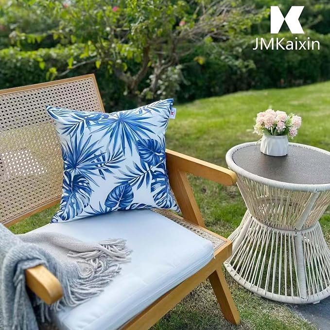 Outdoor Throw Pillows 18×18 Inch Waterproof Pillows with Inserts | Set of 2 Fade Resistant Patio Pillows for Porch Garden Couch and Patio Furniture