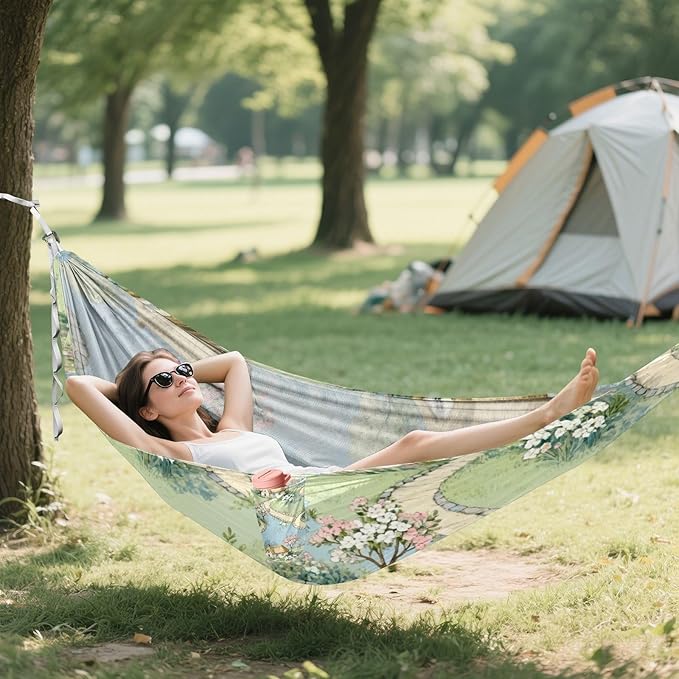 Cottagecore Garden Hammocks for Camping with Portabl Carry Bag Hanging Hammock Outside Beach Patio