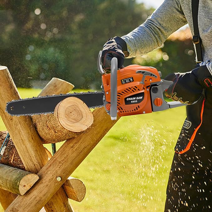 20Inch Gas chainsaw 58CC Power Chain Saw Weed Eater Gas Powered Lawn Mowers Clearance for Tree Pruning Farm Ranch Wood Cutting and Garden Tools (20inch 58cc Orange)