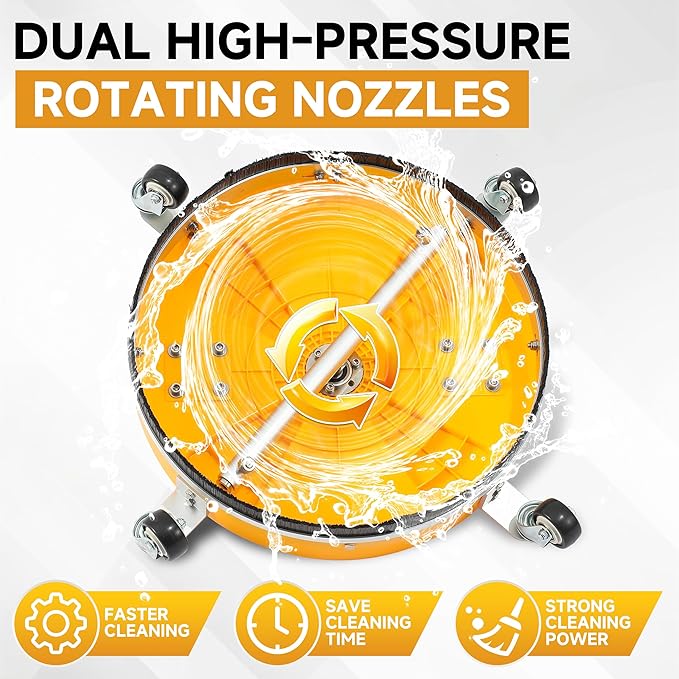 RIDGE WASHER Power Washer Surface Cleaner, 16.5 Inch Surface Cleaner with Dual Handle, Pressure Washer Surface Cleaner with 4 Wheels for Cleaning Driveways, Sidewalks, Patios, Decks, 4000 PSI
