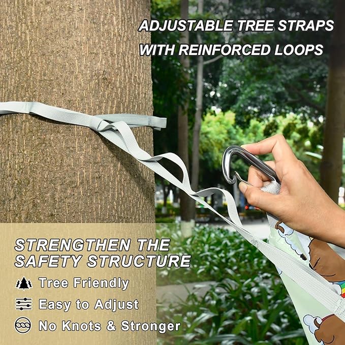 Camping Hammock Outdoor Hammocks for Outside Capybara Rainbow Beach Trees Portable Lightweight with Pockets Tree Straps Indoor