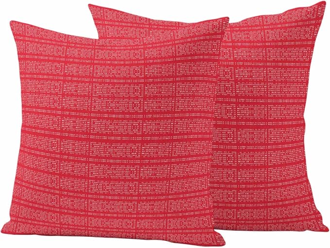 Outdoor Waterproof Throw Pillow Covers Set of 2 Red Stripes Grain Pillowcases 26x26 Inches Solid Color Decorative Pillows Cushion Case Patio Pillows for Couch Bed Chair Garden