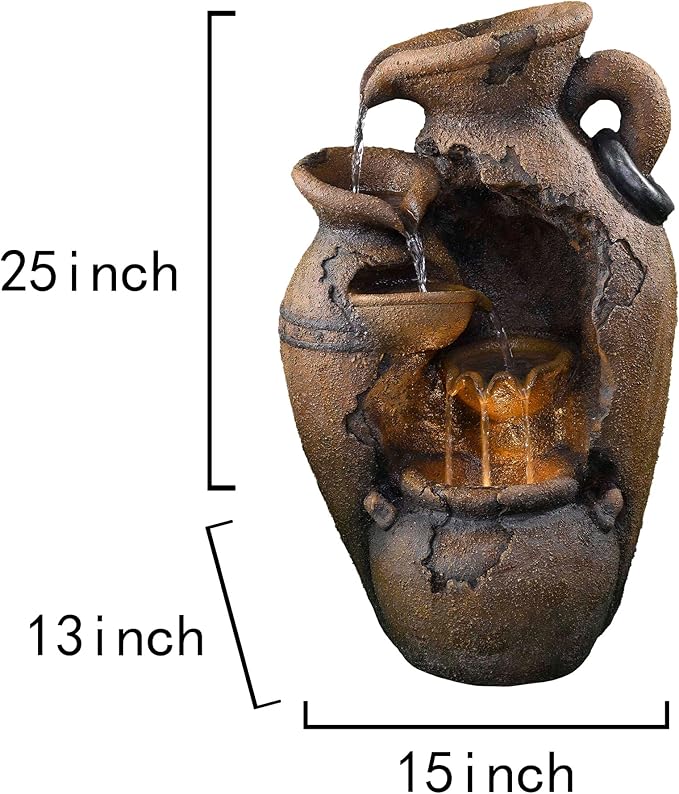 Jeco Old Fashion Pot Outdoor Fountain with LED Light