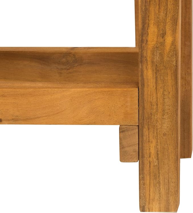 Safavieh PAT6754A Collection Wilton Teak and Navy Balcony Corner Lounge Outdoor Set