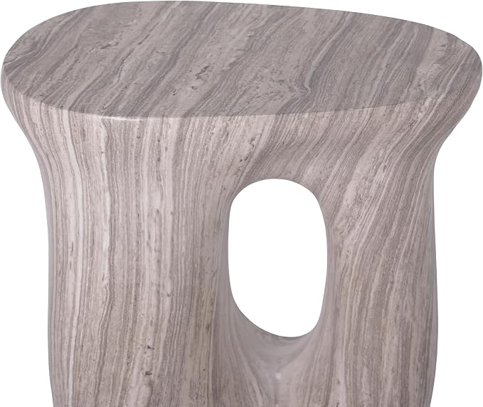 Christopher Knight Home 18.9 Inch Modern U Shaped Accent Table, Sculptural MGO Stone Look Side Table for Indoor Outdoor Garden Balcony Living Room Entryway Bedroom