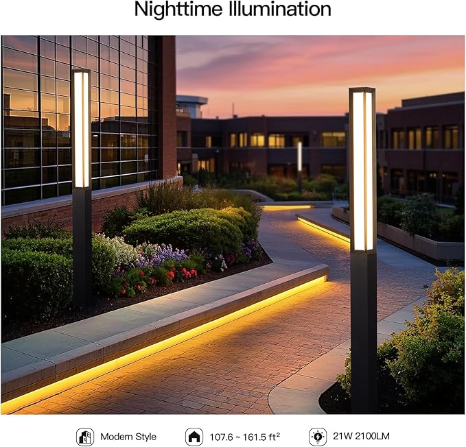 MVBT Path Light, 92" Pathway Lights, Wired Outdoor Modern Landscape LED Bollard Driveway Lighting, IP65 Waterproof Aluminum High Voltage Floor Lamp for Walkway Lawn Patio Yard Garden Decoration