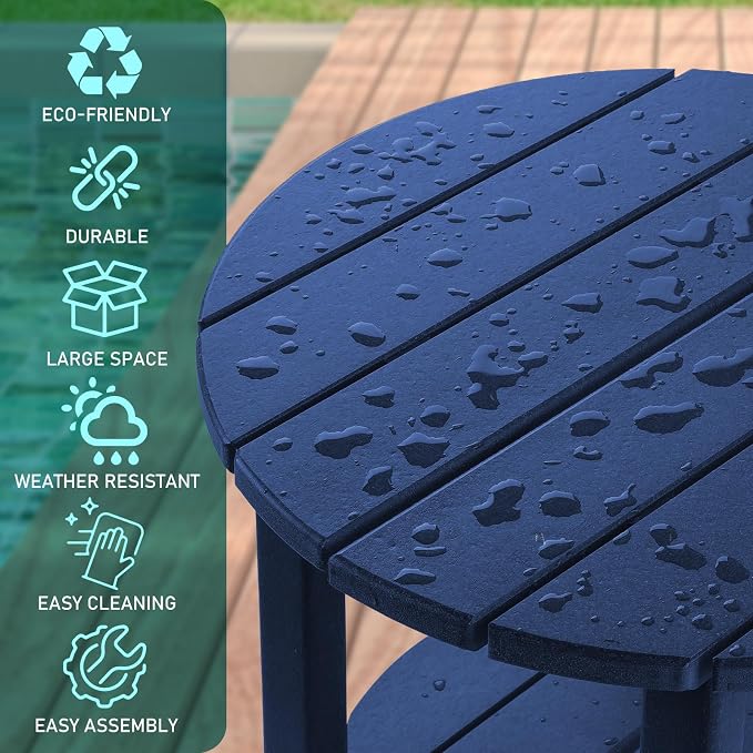 FUNBERRY Outdoor Adirondack Side Table Set of 2, Patio End Tables | 2-Tier, HDPE All Weather, No Rot or Rust or Crack, UV Fade Shield, Save Space, Easy-Clean for Indoor or Outdoor