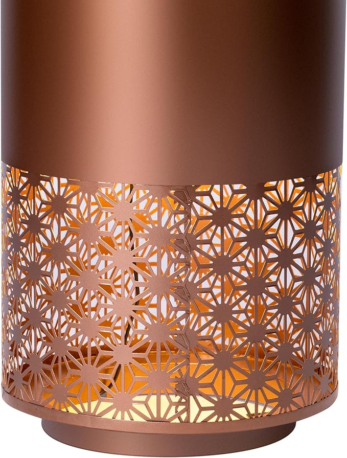Christopher Knight Home Leva 20.87" H Metal Water Fountain Outdoor with LED Light, Recirculating Pump Outdoor Fountain for Lawn/Backyard, Freestanding Candle Style Cascading Water, Brown