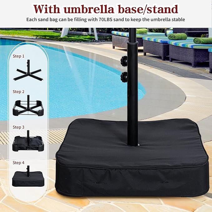 Vongrasig 13FT Large Patio Umbrellas with Base Included, Outdoor Double sided Pool Umbrellas with Crank Handle, Large Rectangle Table Umbrella for Poolside Backyard Market, Navy Blue