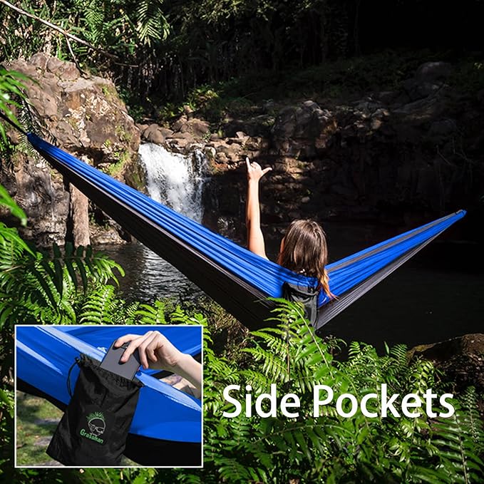 Camping Hammock, Portable Hammock Single or Double Hammock Camping Accessories for Outdoor, Indoor (Two People: 300cm*200cm,Dark Green)