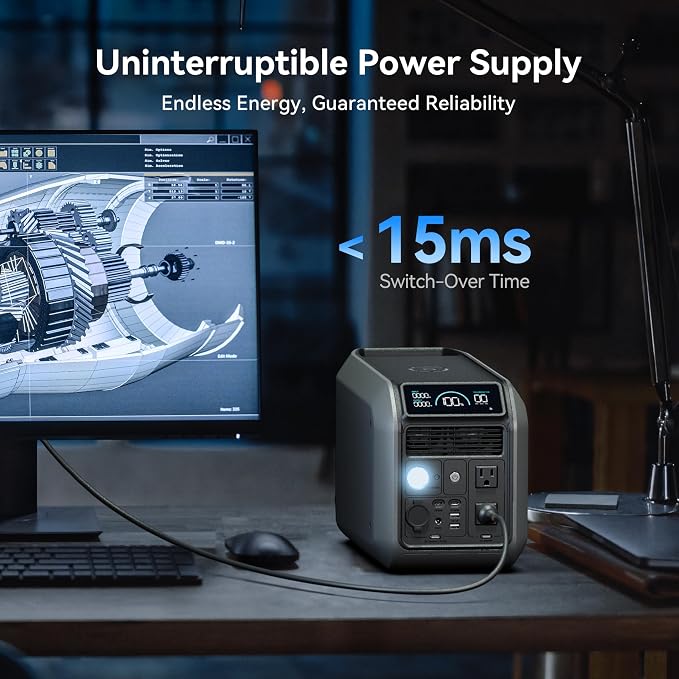 Dabbsson Solar Generator 1000L with Charger S, 1008Wh Semi-Solid LiFePO4, 560W Alternator Charger, 1200W AC Output, 1600W Power Boost, 1.3X Longer Runtime, 0-80% in 50 Min, for Home Backup/Camping/RV