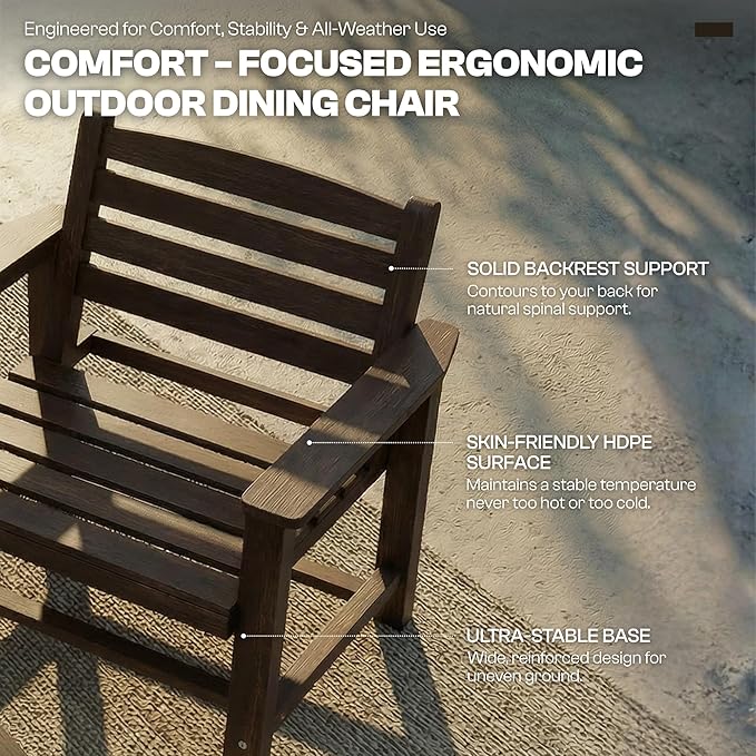 9-Piece Outdoor Dining Set for 8, 75.2" HDPE Table with Umbrella Hole & 8 Chairs, All-Weather Patio Furniture for Lawn, Yard, Deck, or Poolside, Fade & Crack Resistant (Brown)