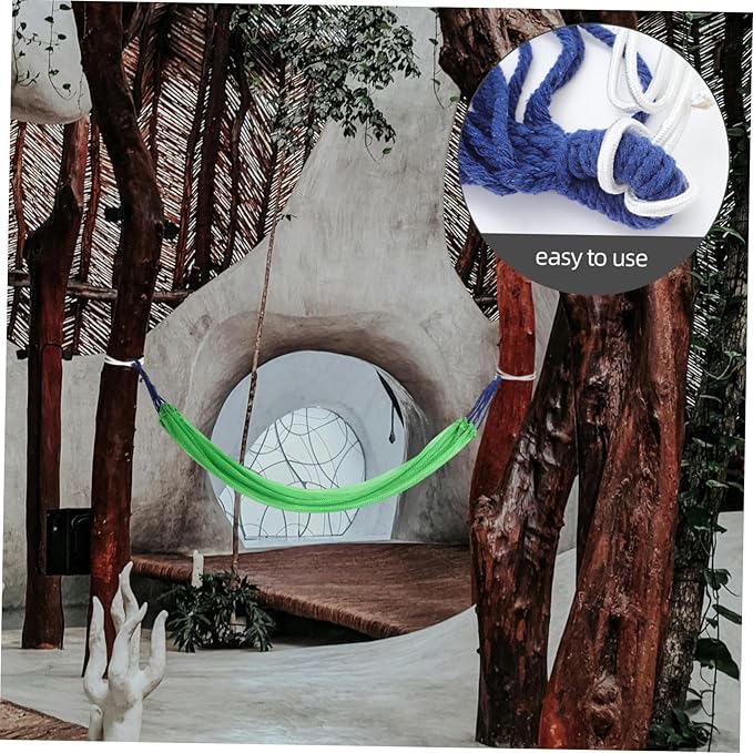 Mipcase 1set Lightweight Mesh Hammock for Use Breathable Design Storage Bag for Camping and Relaxation Green