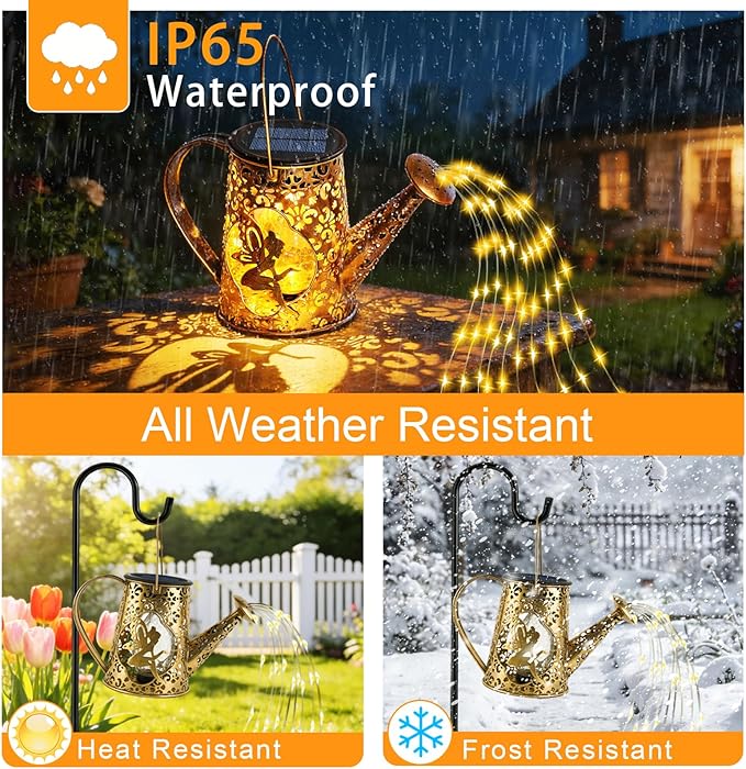 Solar Watering Can Lights, Unique Fairy Gifts for Mothers Day Women Mom Grandma Birthday, Waterproof Outdoor Garden Decor Large Hanging Solar Lantern Fairy Lights for Porch Yard Flowerbed Pathway