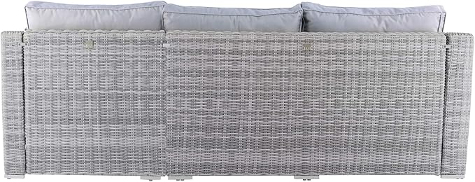 Elle Decor Vallauris Patio Outdoor Furniture Collection, Premium All Weather Wicker, Storage Sectional, Gray