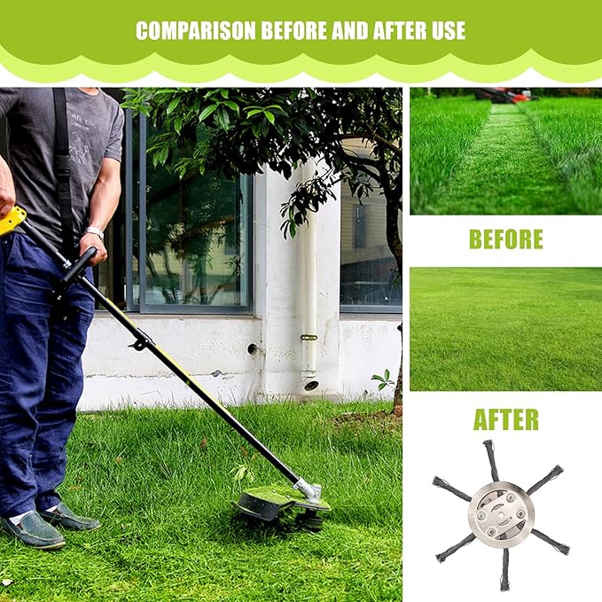 6" Steel Wire Grass Trimmer Head with 6 Blades，Rotary Brush Weed Cutter，Weed Remover Tool Lawn Mower Tray Replacement Head