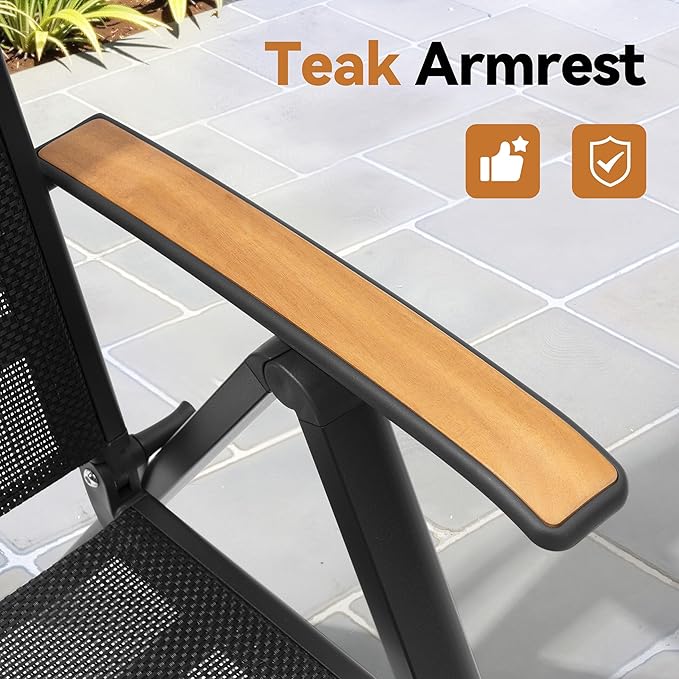 Pellebant 11 Pieces Aluminum Patio Table and Chairs Set - 94" Rectangular Table and Foldable Chairs Outdoor Dining Set with Umbrella Hole, Weather Resistant Sturdy Frame for Deck, Porch & Backyard