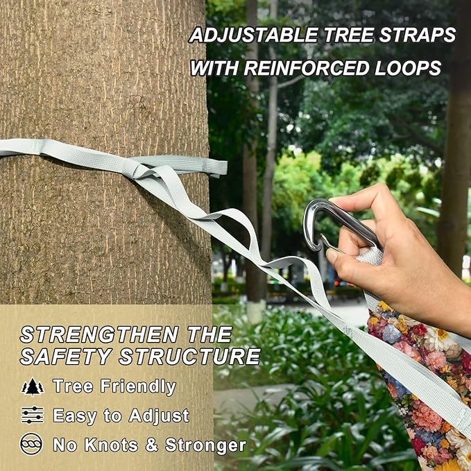 Camping Hammock Outdoor Hammocks for Outside Flower Vivid Beach Trees Portable Lightweight with Pockets Tree Straps Indoor