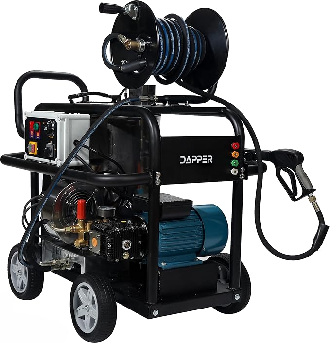 Dapper Supply 2600 PSI Electric Hot Water Pressure Washer 4 0 GPM Commercial Hot Water Power Washer Diesel Heated Water Cooled Triplex Pump 50 ft Hose 120V 20A
