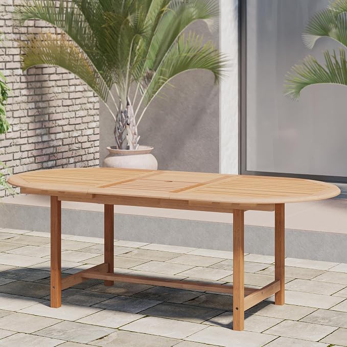 Amazonia Extendable Oval Newcastle Patio Dining Set, 7 Piece, Brown