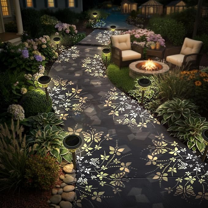 twinkya 4 Pack Solar Lights Outdoor Waterproof Decorative Solar Garden Lights for Outside Bright Led Metal Solar Powered Pathway Landscape Light for Yard Path Backyard Walkway Sidewalk Patio Decor