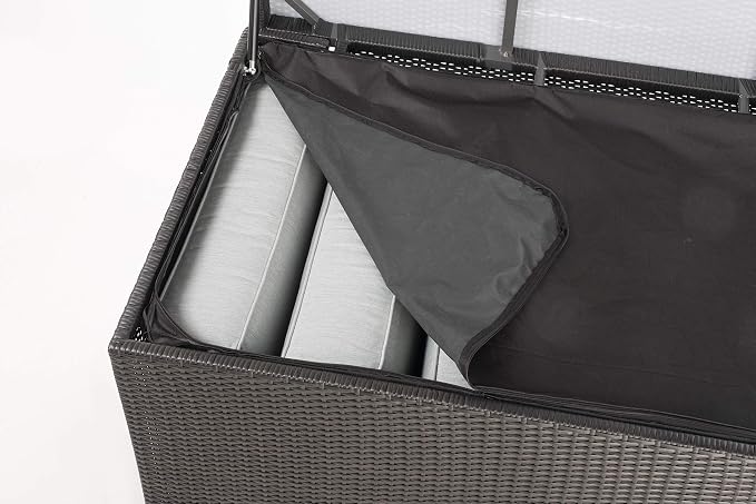 Alfresco Home 353-1815 Sicuro Medium Wicker Cushion Storage w/Hydraulic lid Deck Box, Black