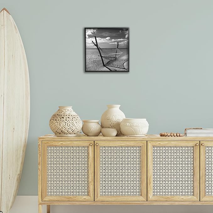 Stupell Industries Windward Beach Hammock Framed Giclee Art Design by Noah Bay