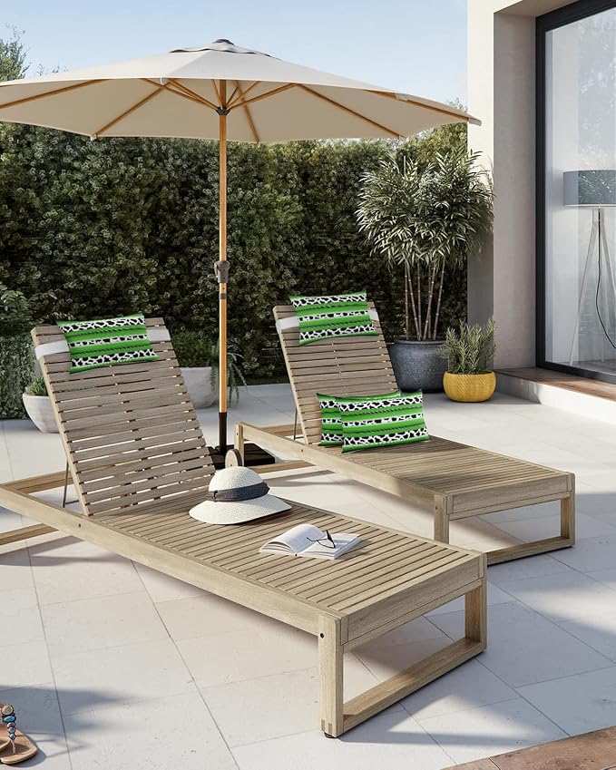 Outdoor Pillows Covers with Inserts Mexico Creamy Green Color Waterproof Recliner Pillow with Adjustable Strap Throw Pillows for Patio Furniture Pool Lounge Chair, 11x16 inch, 1PCS