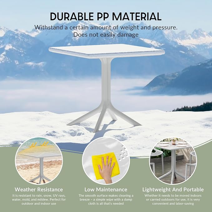 WestinTrends Playa 31.5" Square Plastic Outdoor Patio Dining Table for 4, Gray