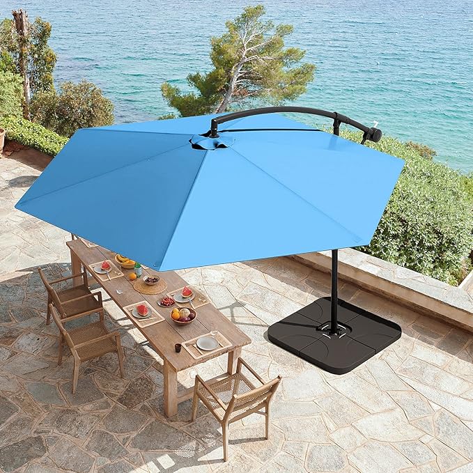 Greesum Patio Umbrella, Outdoor Table Umbrella with Push Button Tilt, Crank and 8 Sturdy Ribs