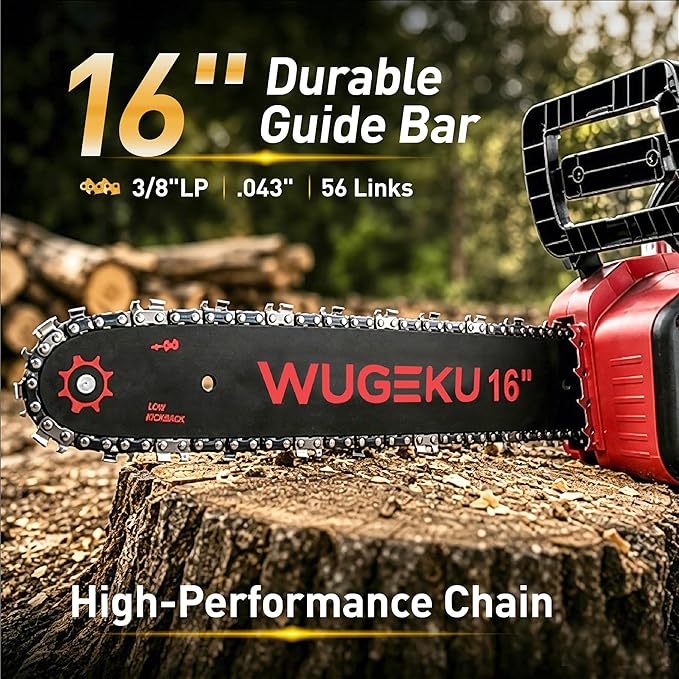 40V 16 Inch Cordless Chainsaw, 69ft/s, Brushless Electric Chain Saw, 2×4.0Ah Batteries & Charger, Auto Oiler, Safety Lock, Gloves & Goggles, Limb Pruning/Yard Cleanup/Firewood Cutting