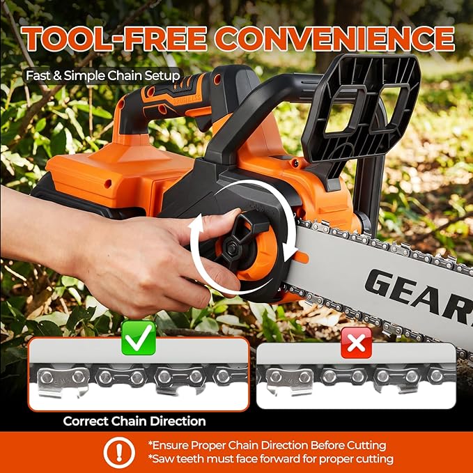 42V 16-Inch Cordless Chainsaw with 2x 4.5Ah Battery & Dual Fast Charger, Brushless Electric Chain Saw, Tool-Free Tensioning, Auto Oiling, Chain Brake, for Tree Wood Cutting Yard Work