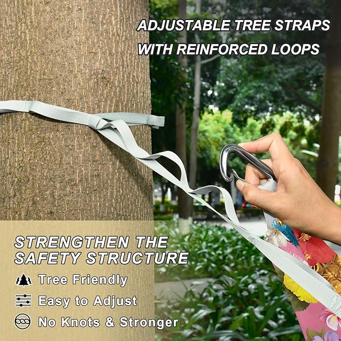 Camping Hammock Outdoor Hammocks for Outside Hibiscus Flower Pineapple Beach Trees Portable Lightweight with Pockets Tree Straps Indoor