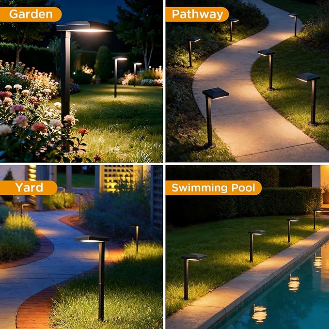 LUTEC 12 Pack Low Voltage Pathway Lights, Aluminum 12V Landscape Lighting with Connectors，IP65 Waterproof Anti-Glare Wired LED Pathway Lights, 5W 500LM Warm White 3000K for Pathway, Yard, Garden