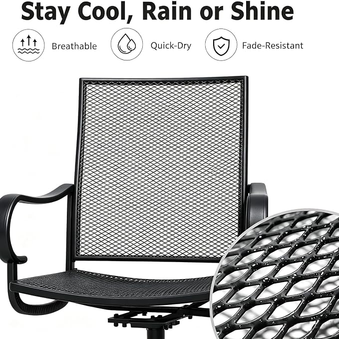 Outdoor Swivel Rocker Dining Chair Set of 6, All Weather Patio Dining Chair with Textilene High Back and Metal Frame, Backyard, Lawn Garden and Deck Porch Patio Furniture Set
