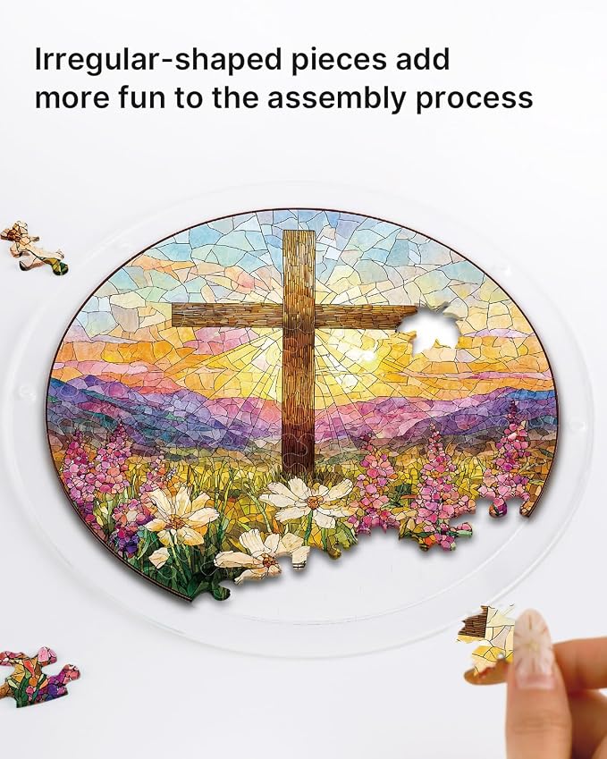 Acrylic Suncatcher Puzzle, Garden of Holy Light-7.4 in | DIY Suncatcher Puzzle Kits for Adults, Acrylic Jigsaw Puzzle Suncatcher, Garden&Window Hanging Decor, Unique Gift