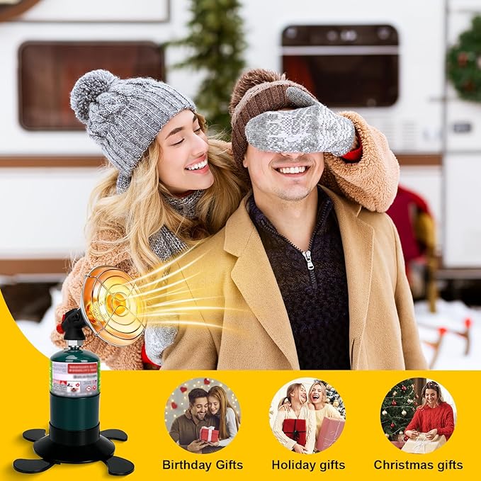 Portable Propane Heater for Camping, Cordless Outdoor Heater with Foldable Tank Holder Small Gas Heaters, Adjustable Radiant Camping Heaters for Tents, Patio, Winter Hiking, Ice Fishing & Hunting