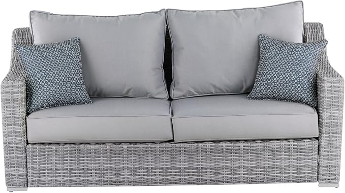 Elle Decor Vallauris Patio Outdoor Furniture Collection, Premium All Weather Wicker, Sofa, Gray
