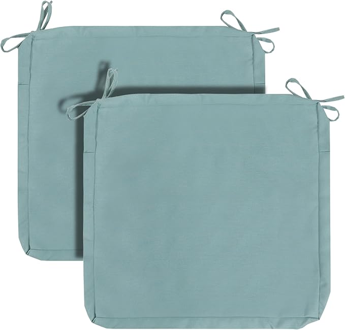 FUNHOME Outdoor Chair Cushion Covers 2 Pack, No Insert! Patio Cushion Covers Replacement 24" x 22" x 4", Water Resistant Patio Chair Cushion Slipcovers, Aqua Leala(Covers ONLY)