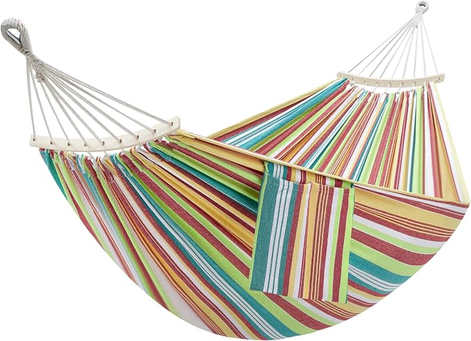 GAFETE Double Hammock for Outside with Tree Straps, Replacement for Stand（Salsa Orange, Medium）