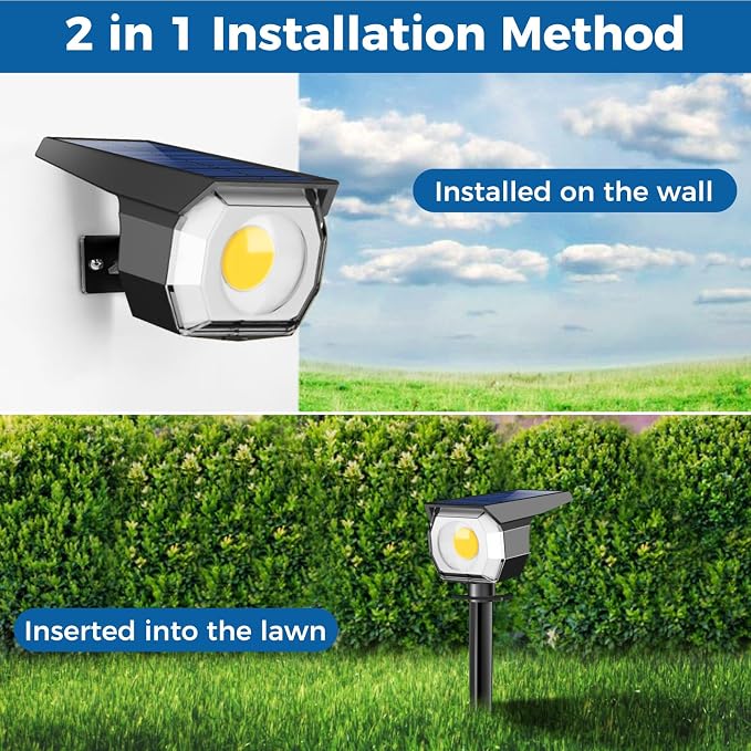 10 Pack Solar Lights Outdoor, Spotlights Outdoor Waterproof 3 Modes, 2-in-1 Auto On/Off Solar Spot Landscape Lighting Outside for Tree Plants Yard Garden Pathway, Warm White