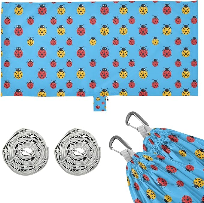 Camping Hammock Outdoor Hammocks for Outside Ladybird Blue Beach Trees Portable Lightweight with Pockets Tree Straps Indoor