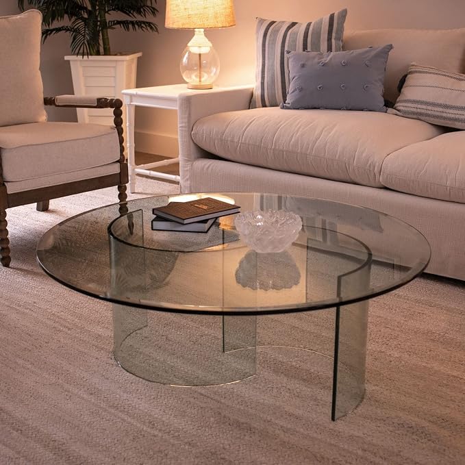 40" Round Clear Tempered Glass Table Top 1/2" Thick with 1" Bevel Edge