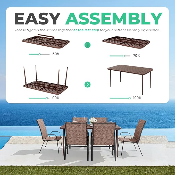 JEAREY 5-Piece Patio Dining Set, Outdoor Table and 4 Chairs, All-Weather Furniture for Lawn, Garden, Backyard, Poolside, Coffee