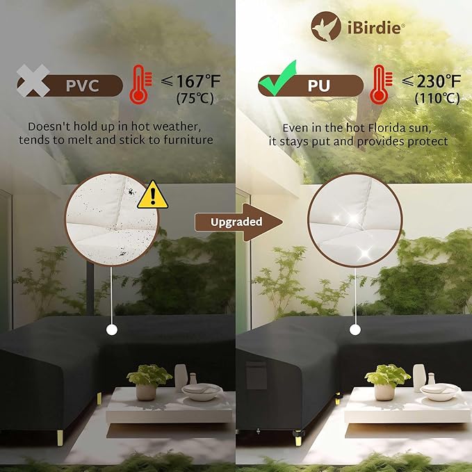 iBirdie Outdoor Sectional Cover fit 85 x 85 inch, 84 x 84, 83 x 83, 82 x 82 L-Shaped Patio Sofa Waterproof Weatherproof 600D Heavy Duty Garden Furniture Cover for Outside L Shape Couch