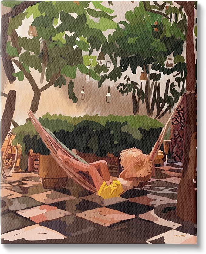 Stupell Industries Woman Lounging Hammock Tropical Summer Vacation Scenery Canvas Wall Art, Design By Amelia Noyes