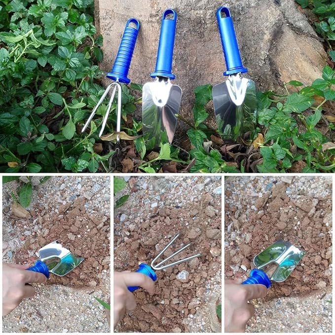 Garden Tools Set, 10 Pieces Stainless Steel Heavy Duty Gardening Tools kit with Handbag, Garden Hand Tools for Digging Planting Pruning Gardening Kit with Durable Bag, Garden Gifts for Women