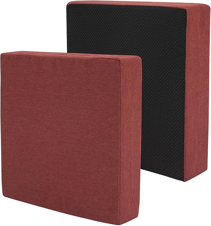 FUNHOME Outdoor Cushion Covers 24 x 24 x 4 inch,Set of 2,Non-Slip Grips Bottom,Replacement Cushion Covers for Garden Patio Furniture Couch Chair,Fade-Resistant Slipcover Only,No Insert(Dark Red)