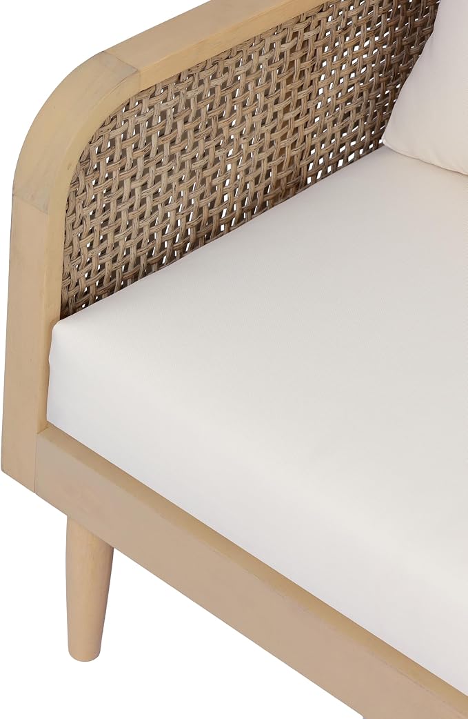 Christopher Knight Home Edward 5 Piece Patio Furniture Set with 3-Seater Sofas, Club Chairs and Coffee Table, Outdoor Acacia Wood Conversation Set, Patio Sofa Set for 8, Light Teak+Light Brown+Cream